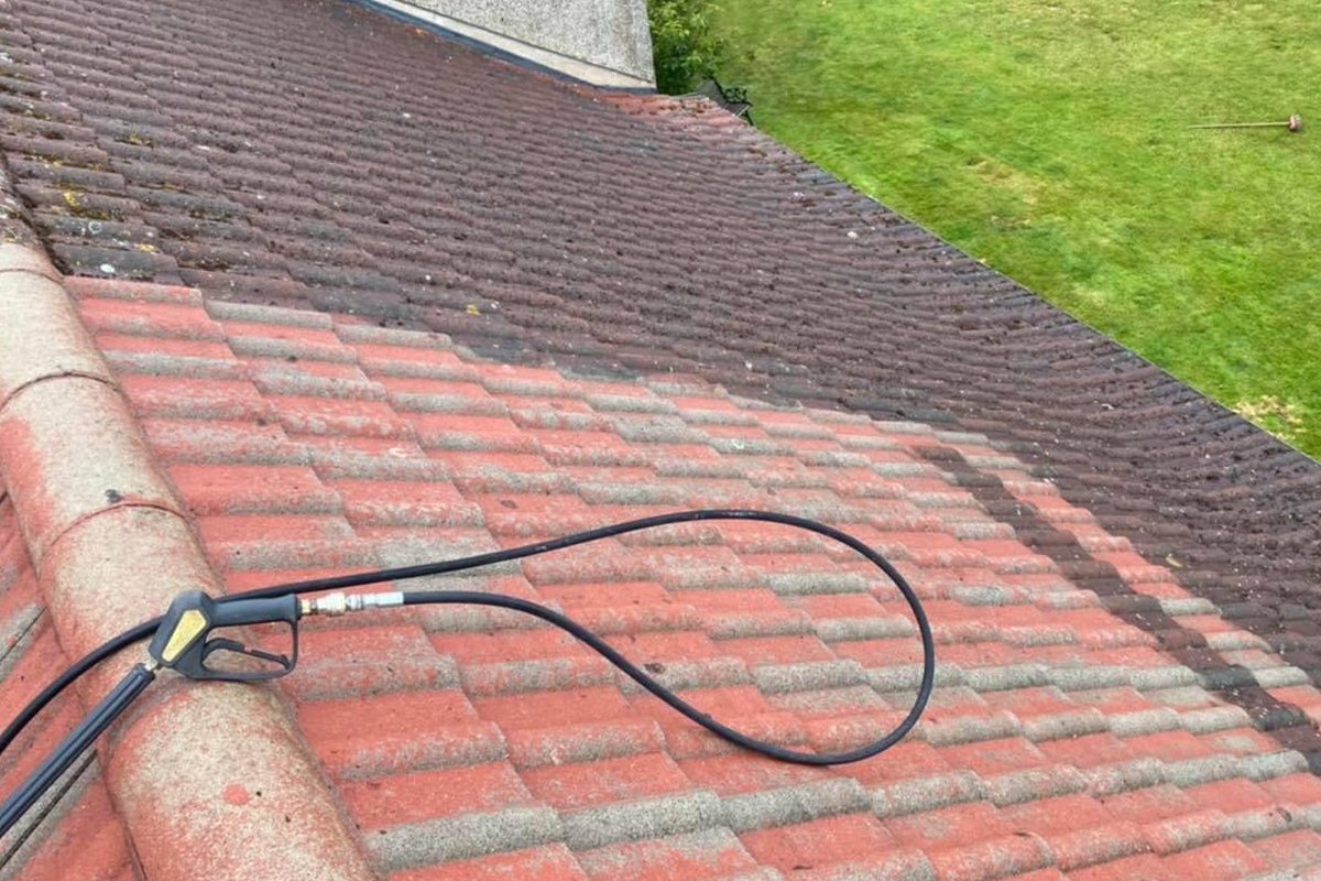 Roof tiles cleaned down
