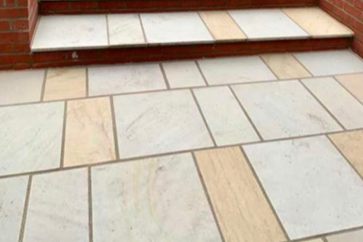 Indian sandstone steps and patio